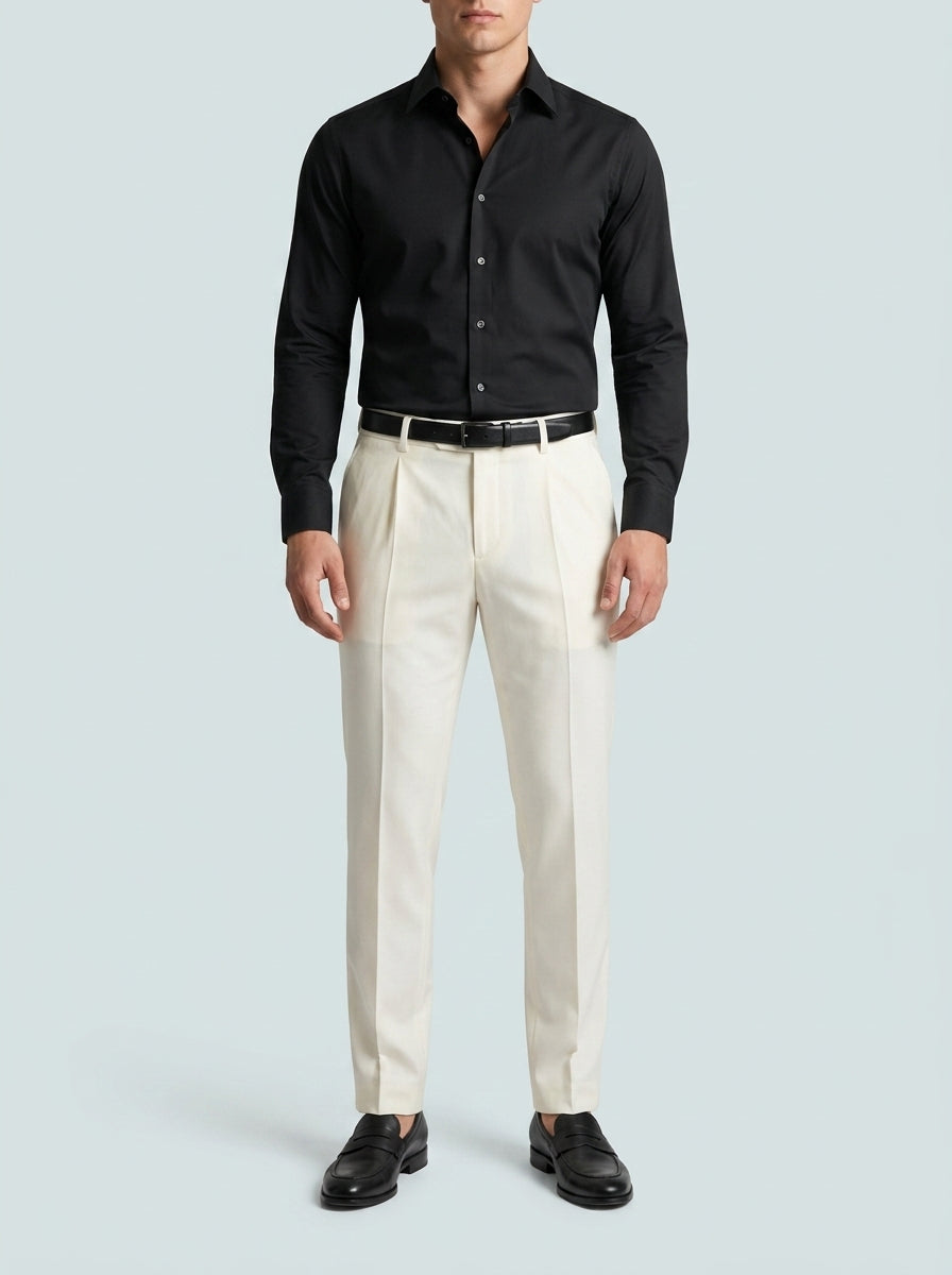 Pleated Dress Trousers — On Model - Lower Body | Generated by Modelize