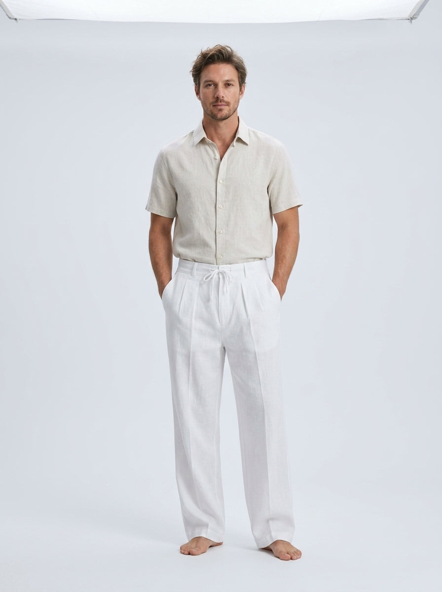 Relaxed drawstring beach pants — On Model - Neutral | Generated by Modelize