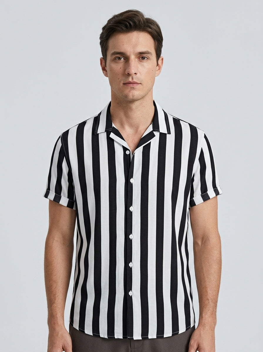 Short Sleeve Button-Up Shirt — On Model - Upper Body | Generated by Modelize