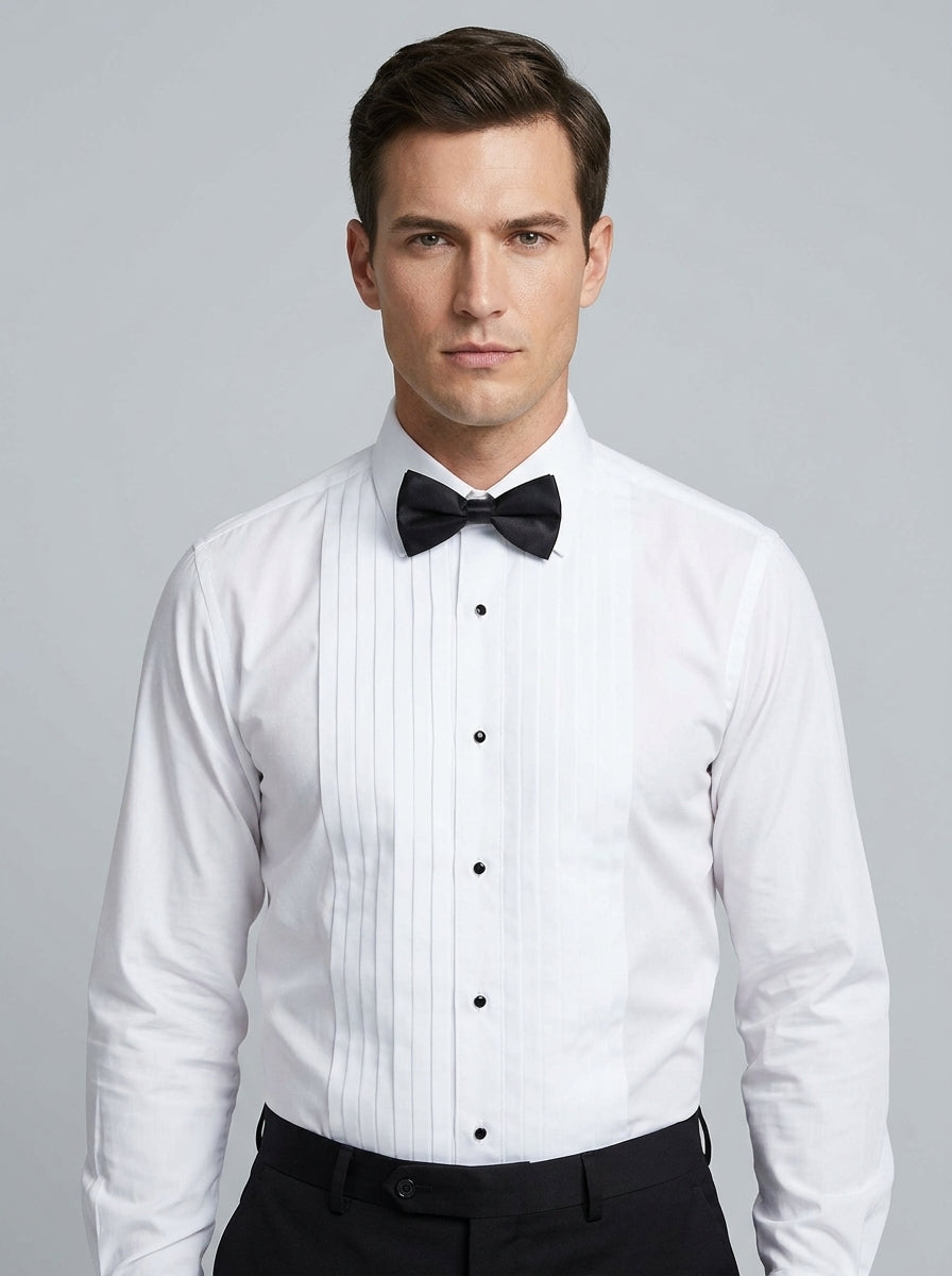 Tuxedo shirt with bowtie — On Model - Upper Body | Generated by Modelize