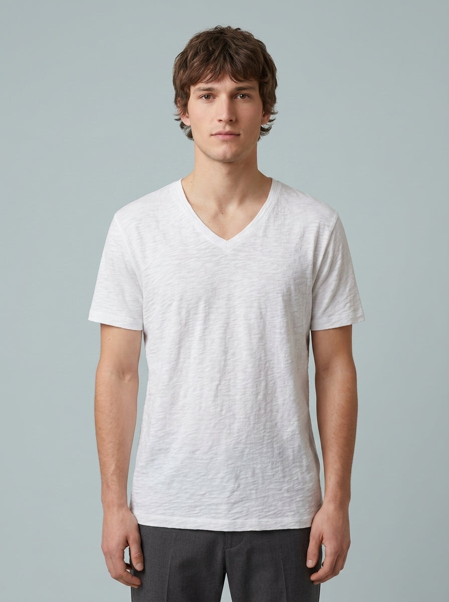 V-neck t-shirt — On Model - Upper Body | Generated by Modelize