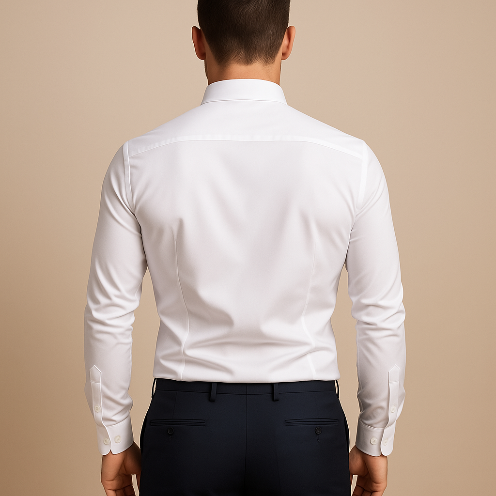 Formal Button-Up Shirt with Contrast Cuffs and Collar in Black – Wade