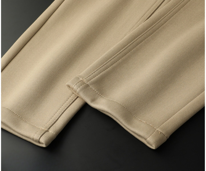 Herringbone Tailored Trousers Tonal Crest Embroidery Leather Patch – Birch