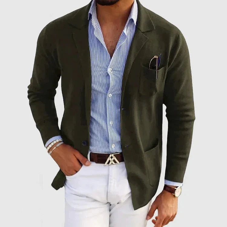 Knit Blazer Unstructured Notched Lapel Two-Button – Nesto
