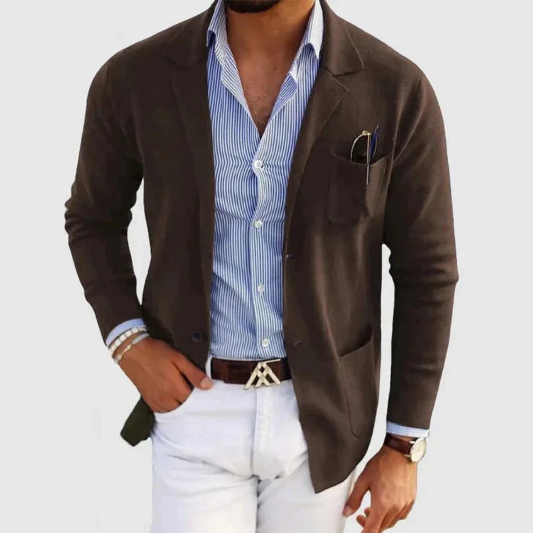 Knit Blazer Unstructured Notched Lapel Two-Button – Nesto