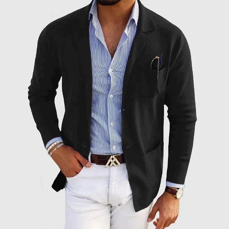 Knit Blazer Unstructured Notched Lapel Two-Button – Nesto