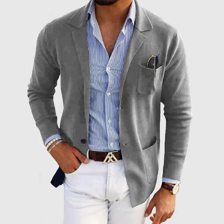 Knit Blazer Unstructured Notched Lapel Two-Button – Nesto