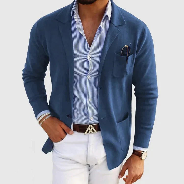 Knit Blazer Unstructured Notched Lapel Two-Button – Nesto