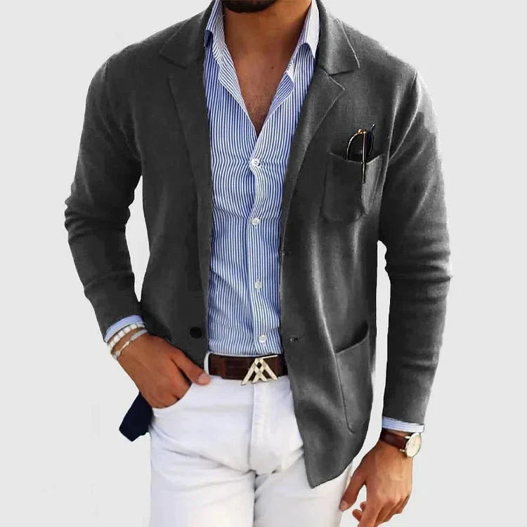 Knit Blazer Unstructured Notched Lapel Two-Button – Nesto