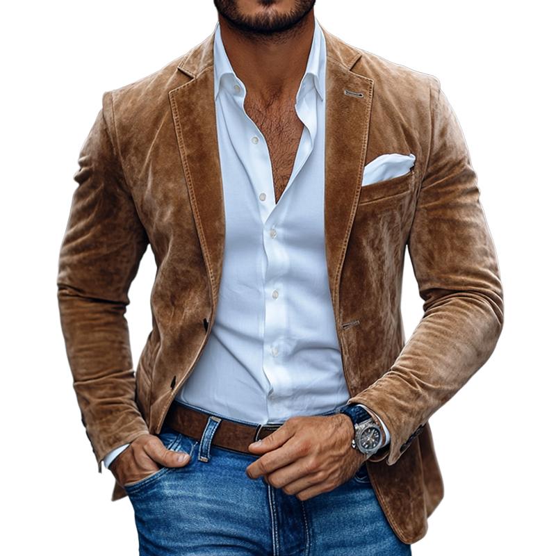 Suede Blazer Slim Fit Light Brown – Pavio