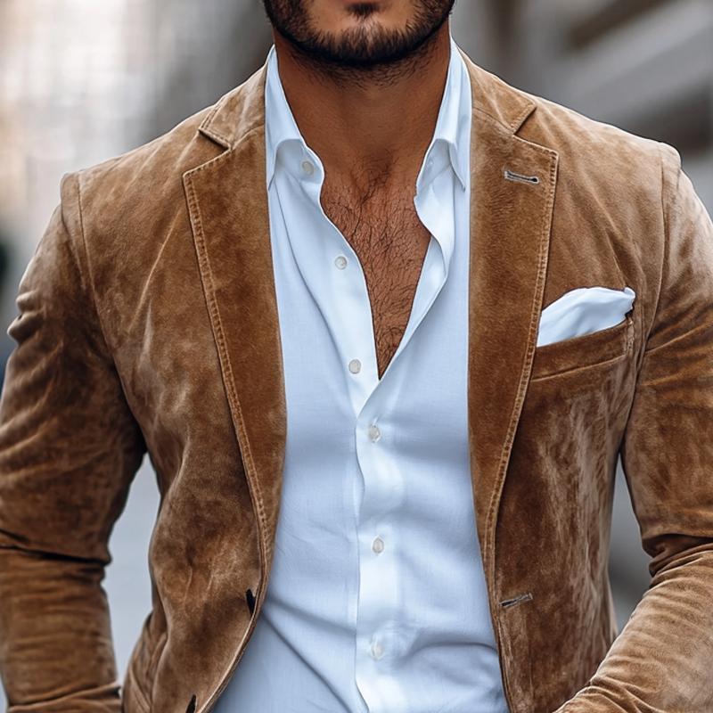 Suede Blazer Slim Fit Light Brown – Pavio