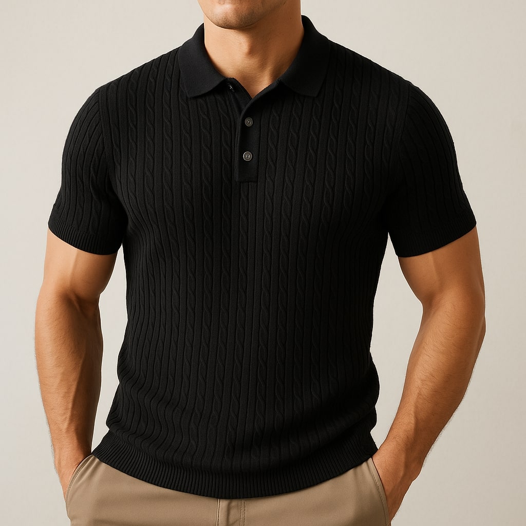 Cotton Polo Textured Knit Tailored Fit – Fenro