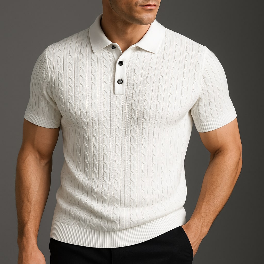 Cotton Polo Textured Knit Tailored Fit – Fenro