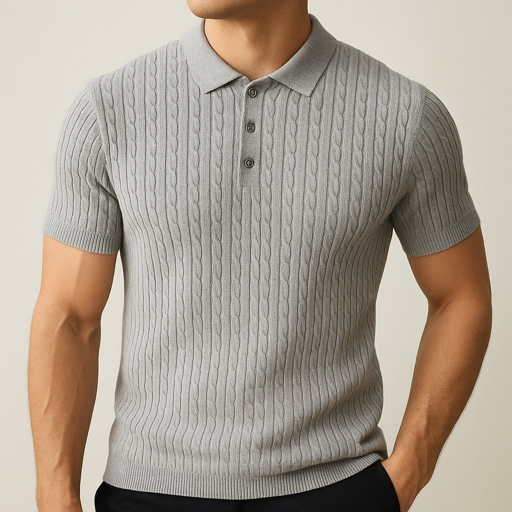 Cotton Polo Textured Knit Tailored Fit – Fenro