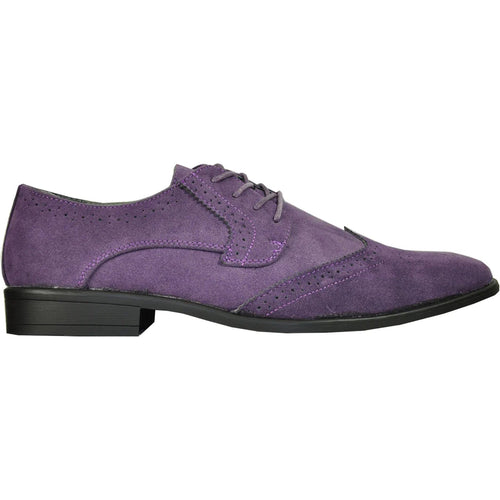 (POSSIBLE COPY) (POSSIBLE COPY) (POSSIBLE COPY) Mens Vegan Suede Wedding & Prom Wingtip Lace Up Dress Shoe in Purple