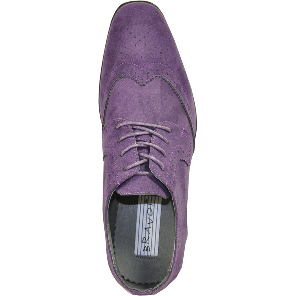 (POSSIBLE COPY) (POSSIBLE COPY) (POSSIBLE COPY) Mens Vegan Suede Wedding & Prom Wingtip Lace Up Dress Shoe in Purple
