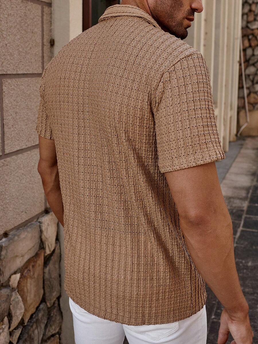 Shirt Shop Textured Mesh Cuban Collar Short Sleeve Shirt – Ralven