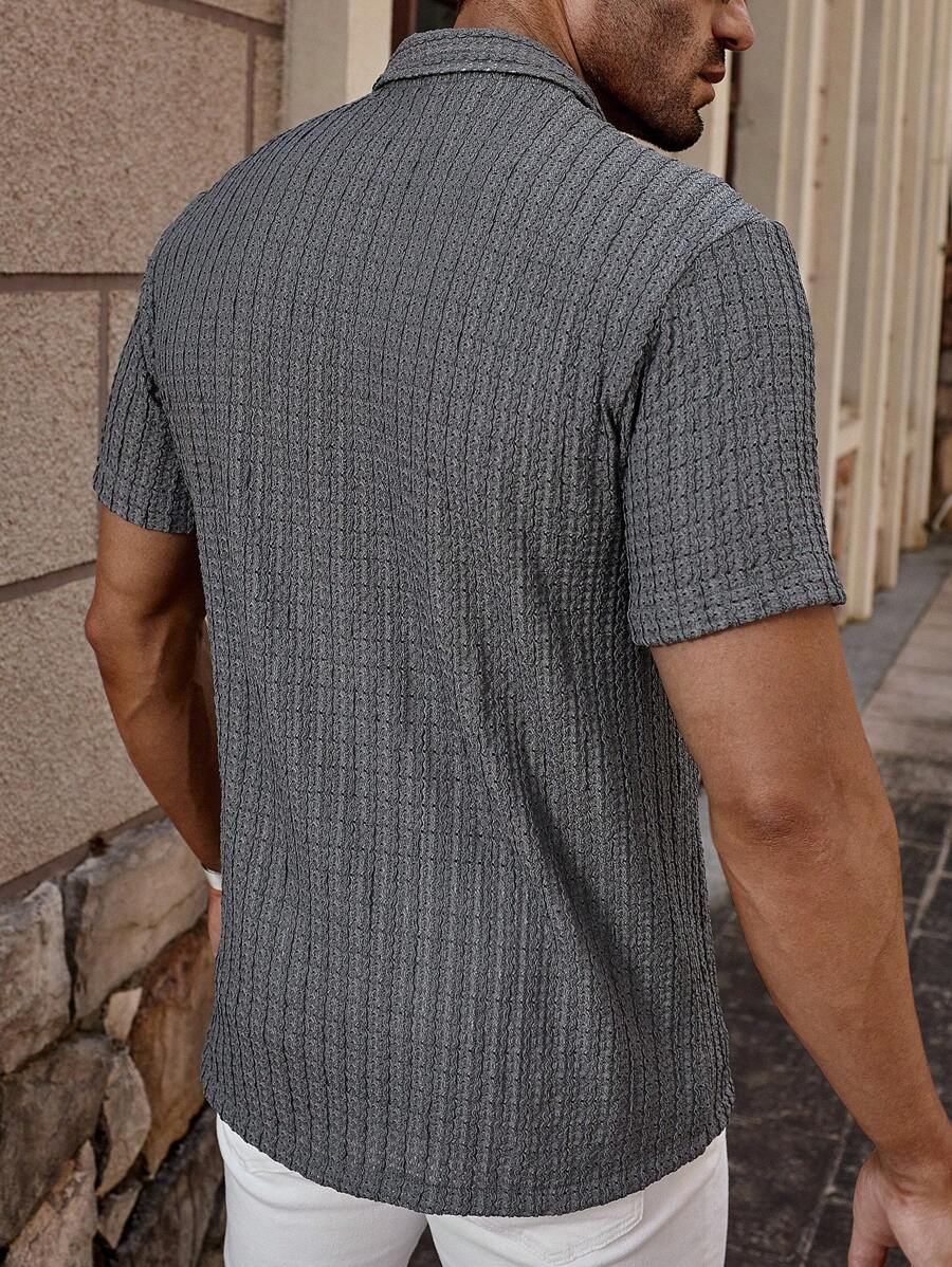 Shirt Shop Textured Mesh Cuban Collar Short Sleeve Shirt – Ralven