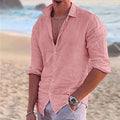 Classic Linen Button-Up Short Sleeve Shirt in White – Cove