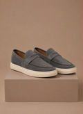 Close-up suede penny loafer slip-on in brown – TARLANO