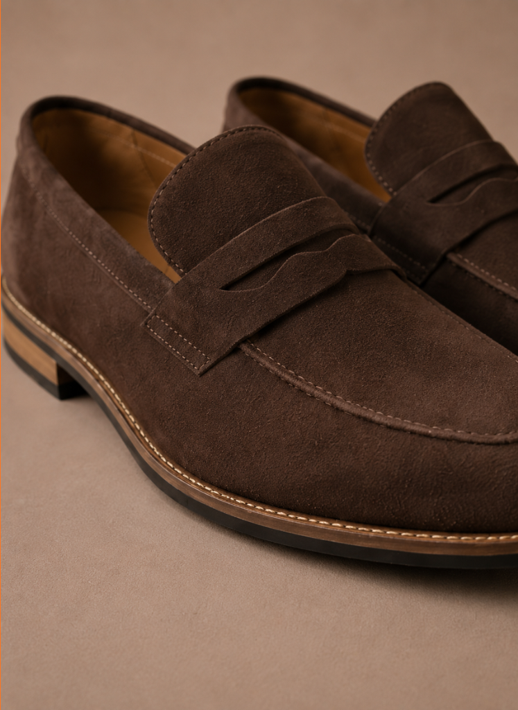 Suede Penny Loafers Smart Casual Slip-On Dress Shoe – Linso