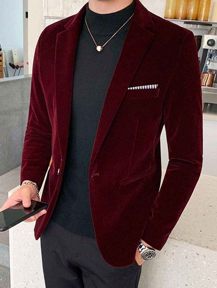 Velvet lapel suit jacket in black – TARLANO