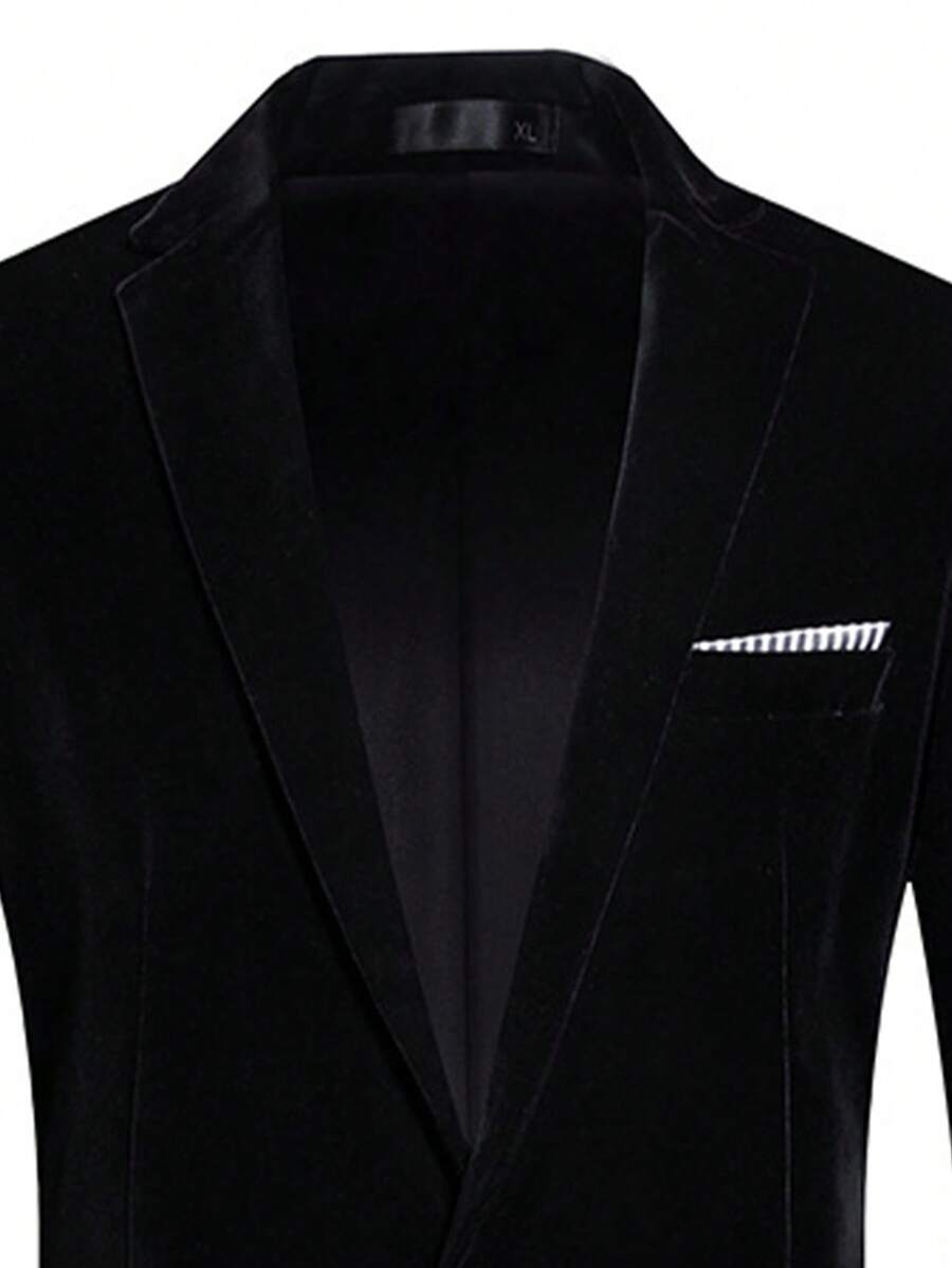 Suit Jacket Mens Velvet Lapel Single-Breasted Polyester – Torval