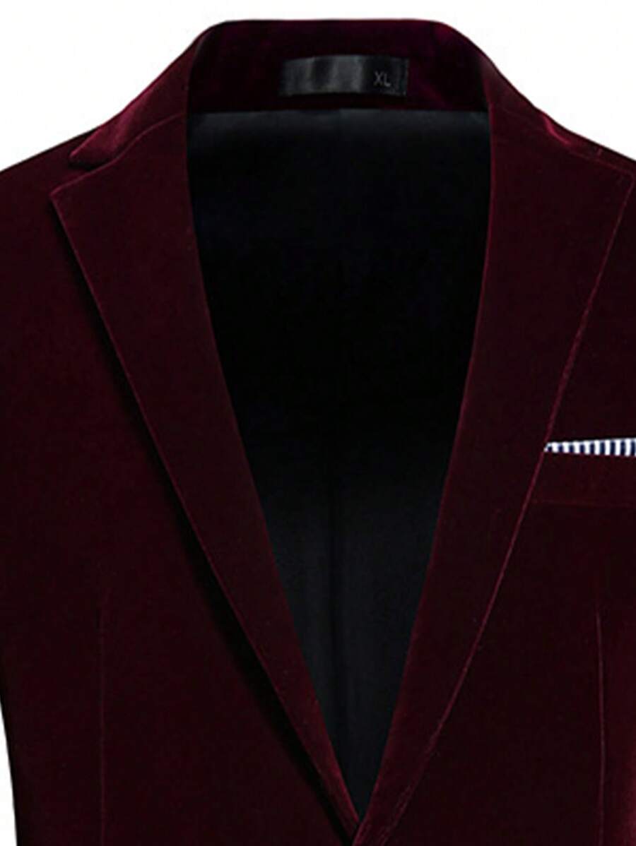 Suit Jacket Mens Velvet Lapel Single-Breasted Polyester – Torval
