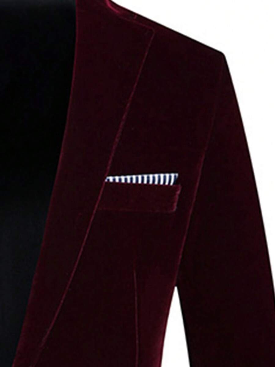 Suit Jacket Mens Velvet Lapel Single-Breasted Polyester – Torval