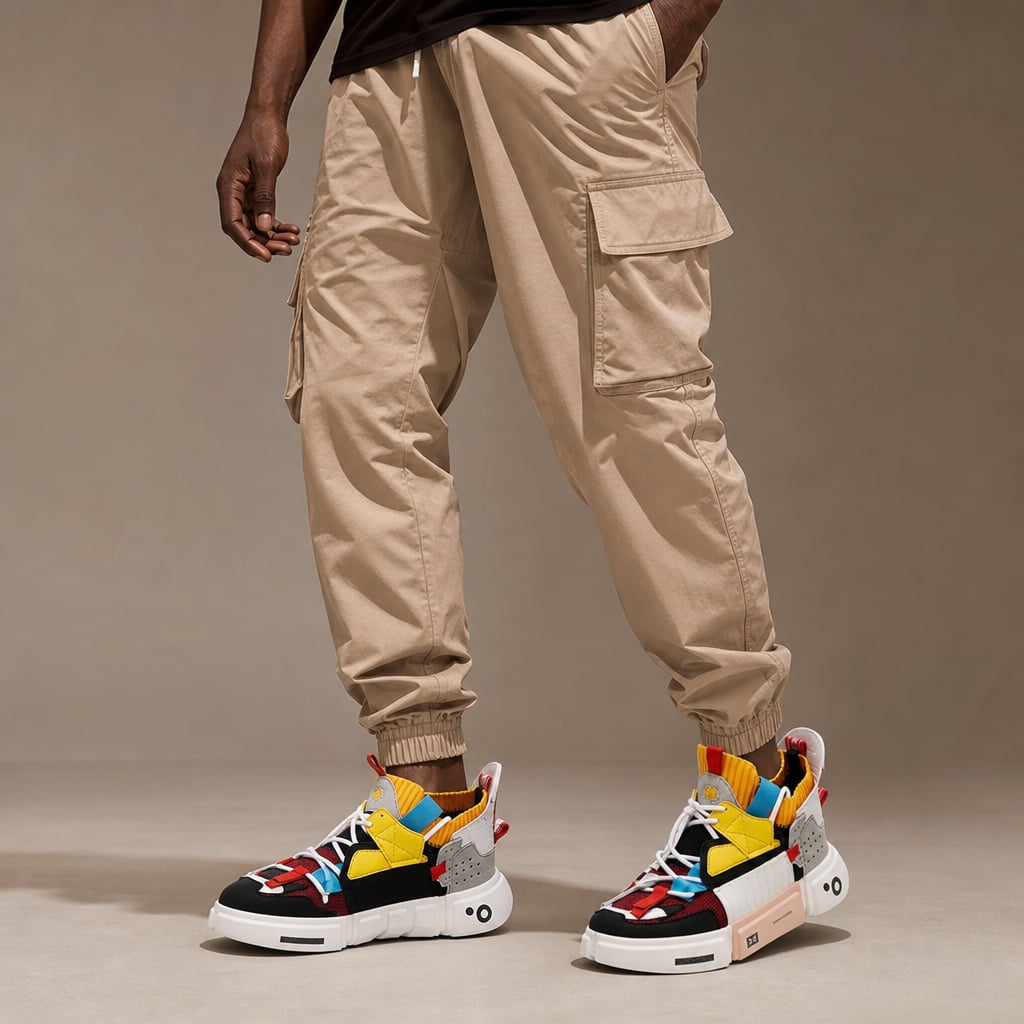 Asymmetrical Sneaker Layered Support Shock-Absorbing Sole Red Yellow – Full Look
