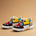 Asymmetrical Sneaker Layered Support Shock-Absorbing Sole Red Yellow – Product Photo