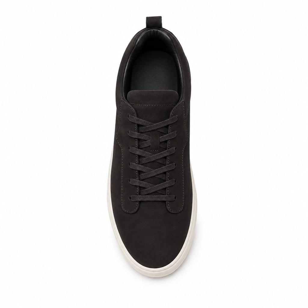 Buy Sneaker Men's Suede Slip-On Smart Casual Shoe Black – Side Angle View