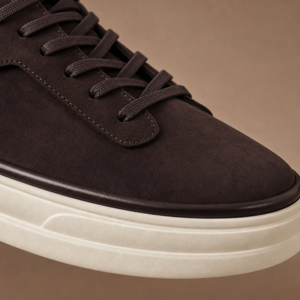 Buy Sneaker Men's Suede Slip-On Smart Casual Shoe Black – Fabric and Detail Close-Up