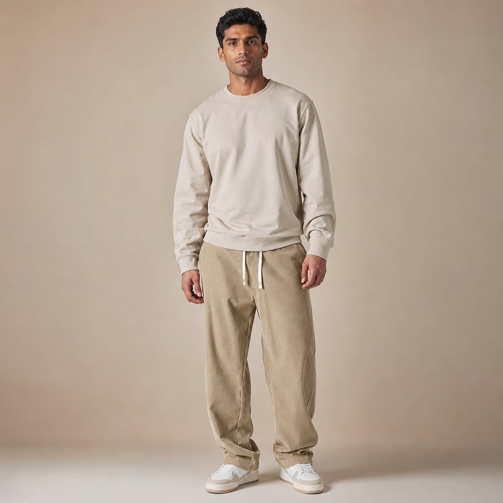 Corduroy Sweatpants Fine-Wale Stretch with Deep Pockets in Khaki – Tarlano Premium Menswear