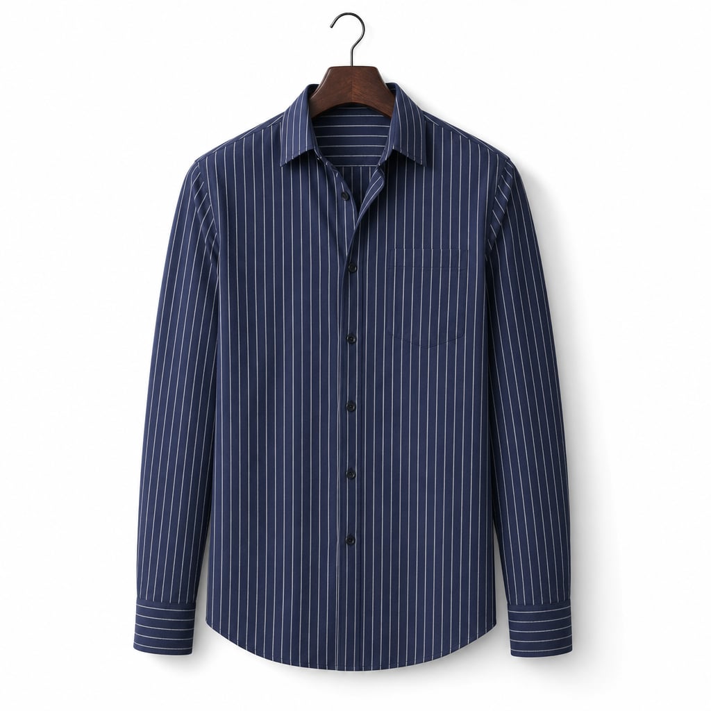 Cotton Striped Shirt Shop Navy – Product Photo