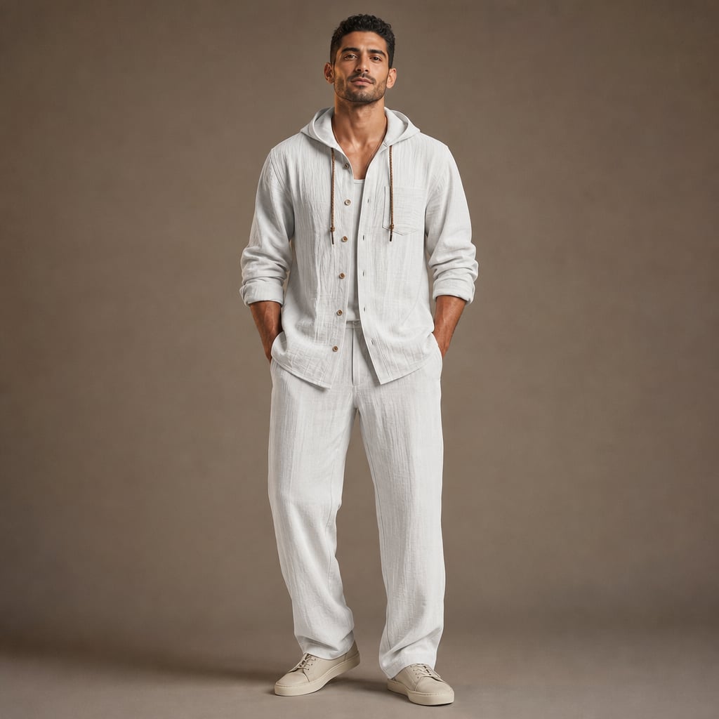 Hooded Zip Jacket Peruvian Cotton Linen Blend Lightweight in Pearl White – Tarlano Premium Menswear