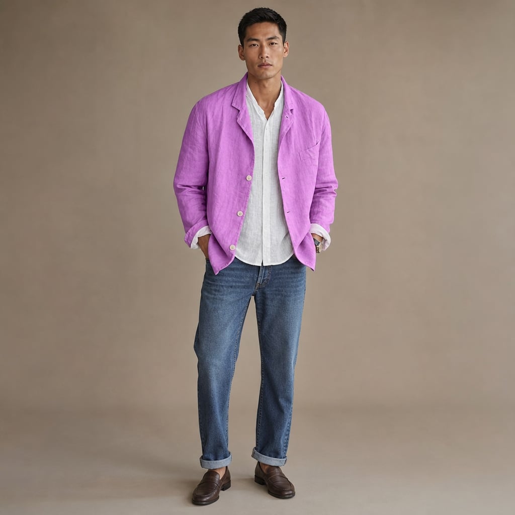 Linen Blazer Lightweight Open-Front in Purple – Tarlano Premium Menswear