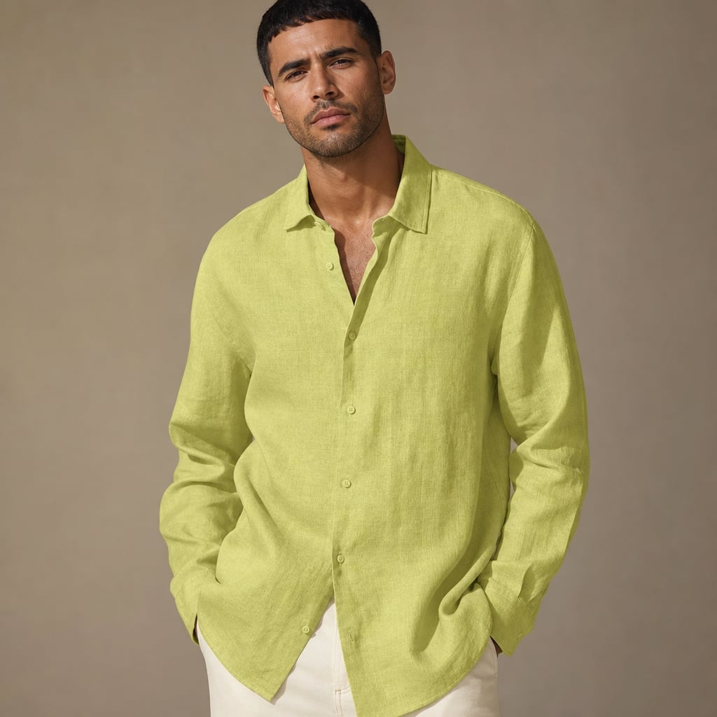 Linen Shirt Breathable Classic Fit Giallo – Product Photo