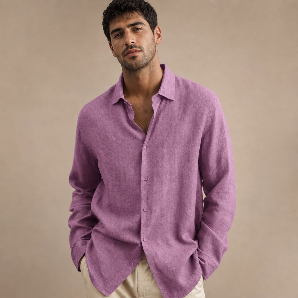 Linen Shirt Breathable Classic Fit Rosa – Product Photo