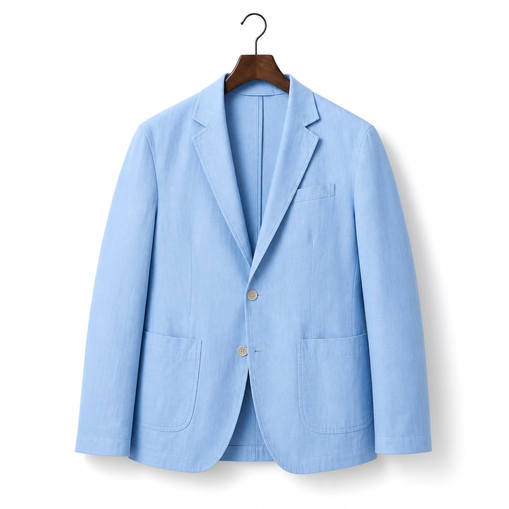 Mens Blazer Linen-Blend Tailored Smart Casual Lightweight Sky Blue – Product Photo