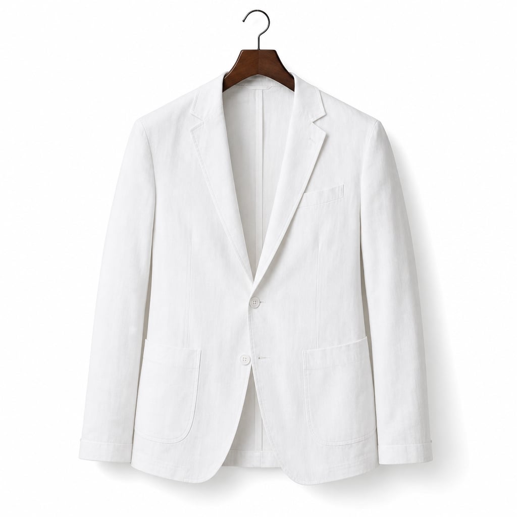 Mens Blazer Linen-Blend Tailored Smart Casual Lightweight White – Product Photo