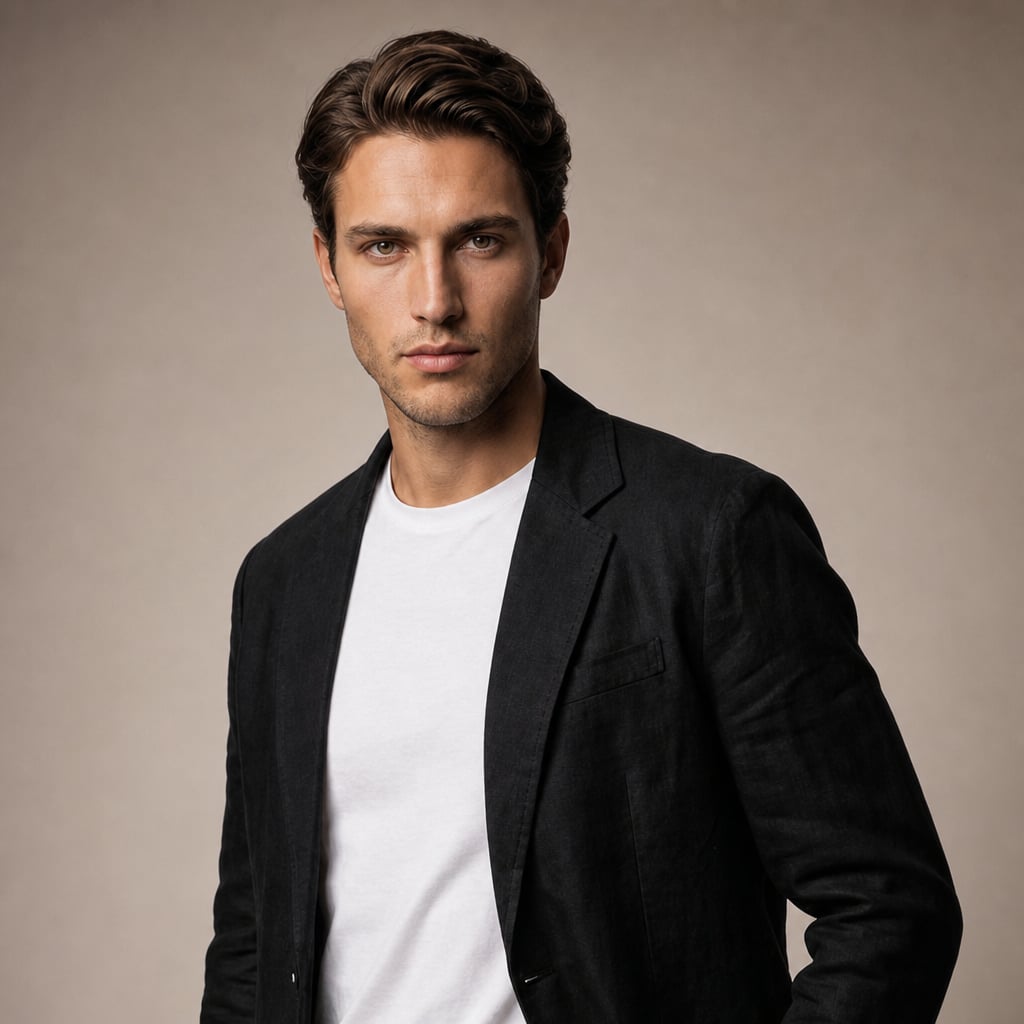 Mens Blazer Unstructured Linen Notch Lapel Black – Full Look