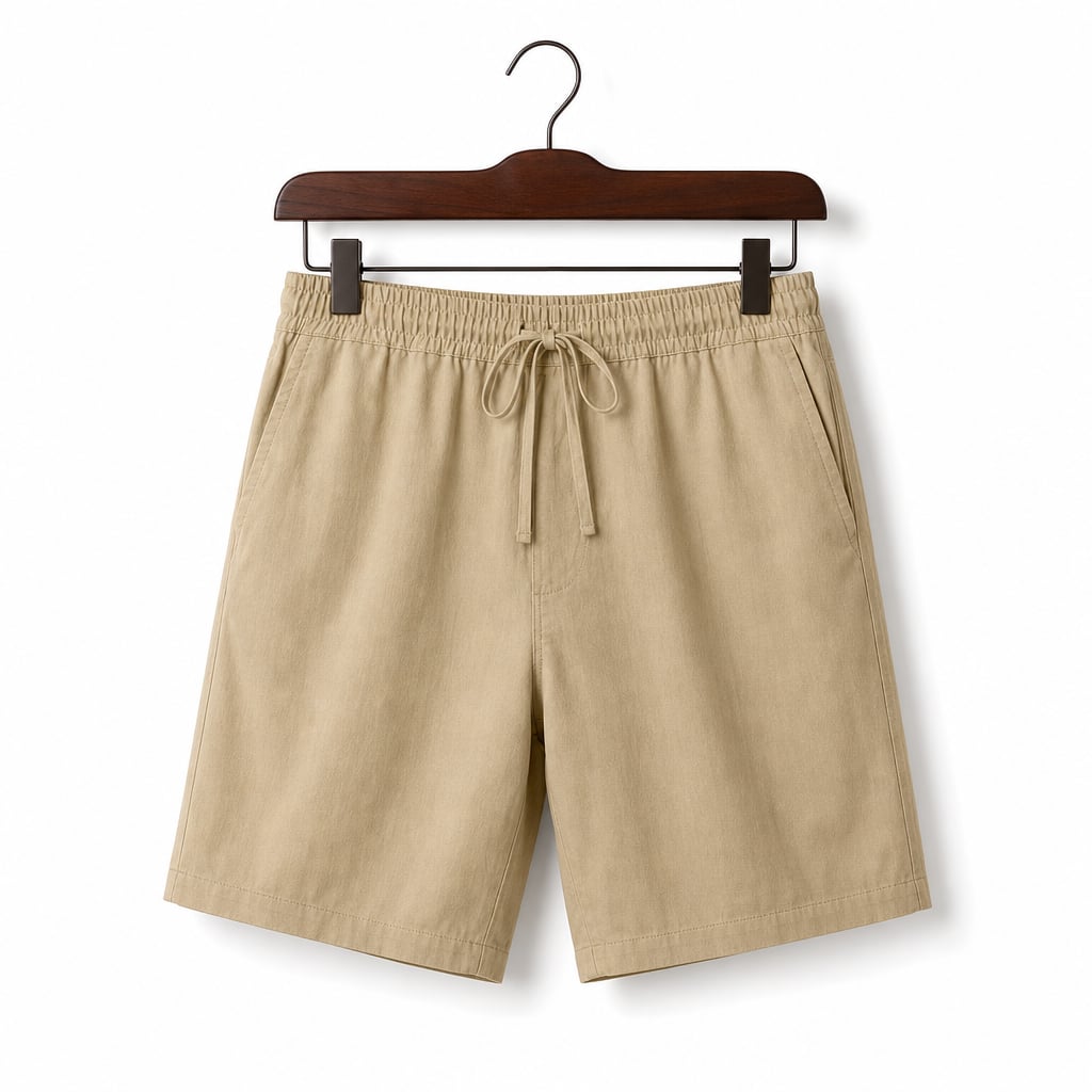 Mens Pant Short Cotton Linen Relaxed Fit Khaki – Product Photo