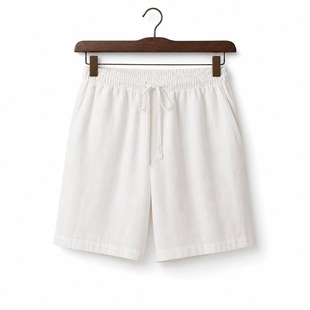 Mens Pant Short Cotton Linen Relaxed Fit White – Product Photo