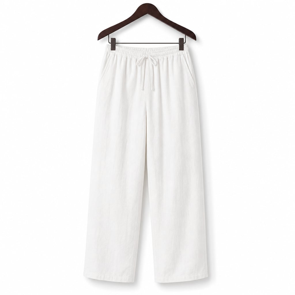 Mens Trouser Linen Cotton Relaxed Fit Summer Pants White – Product Photo