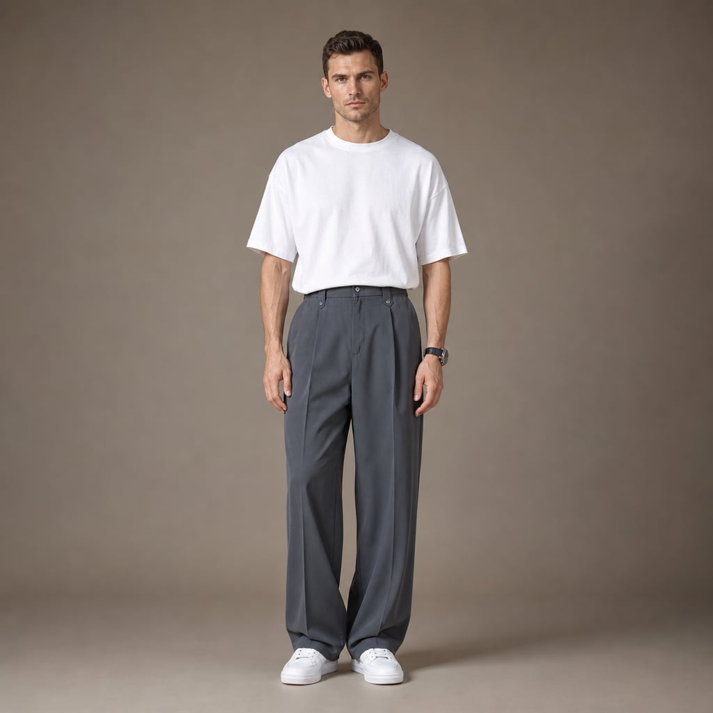 Pleated Dress Trousers Relaxed Fit Stretch Woven in Grey – Tarlano Premium Menswear