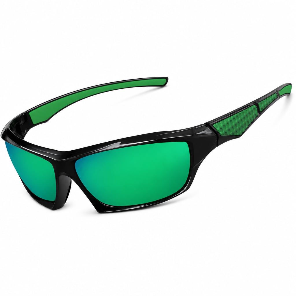 Round Polarized Sunglasses Lightweight Metal Frame Green – Product Photo