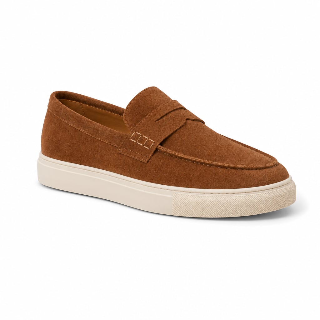 Suede Penny Loafers Lightweight Slip-On Brown – Product Photo