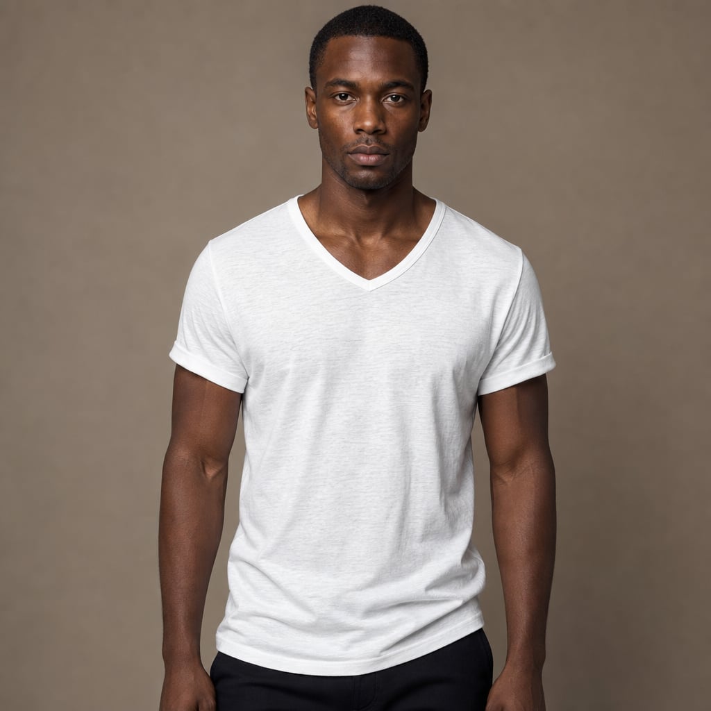 V-Neck Cotton Tee Relaxed Fit in White – Tarlano Premium Menswear