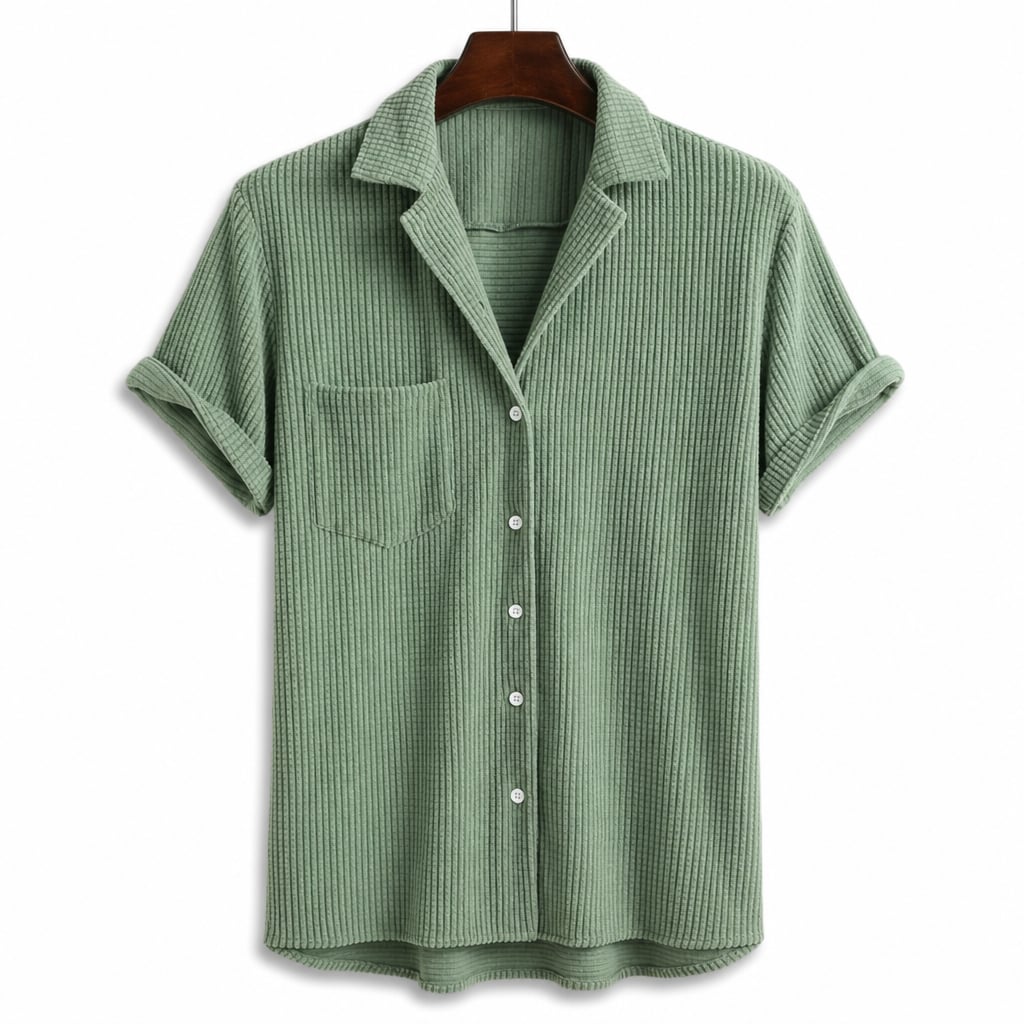 Waffle Knit Button-Down Shirt Shop Sage – Product Photo